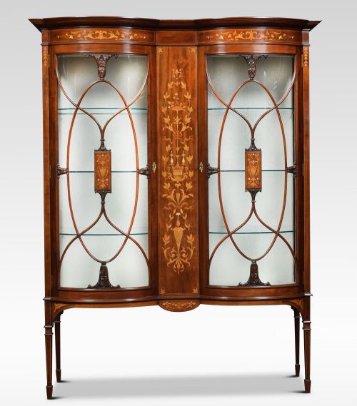 Mahogany and Marquetry Inlaid Display Cabinet