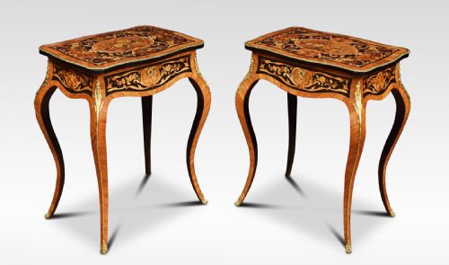 Pair of Kingwood and Marquetry Inlaid Side Tables
