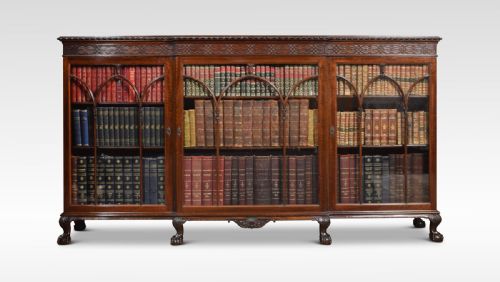 Chippendale Revival Mahogany Breakfront Bookcase by Maple and Co