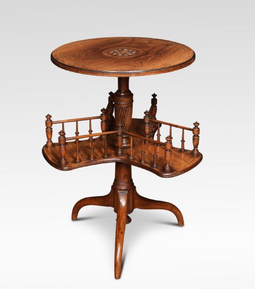 Edwardian Rosewood Inlaid Revolving Book Table