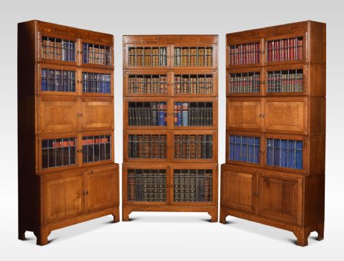 Set of Three Oak Art Deco Sectional Bookcases