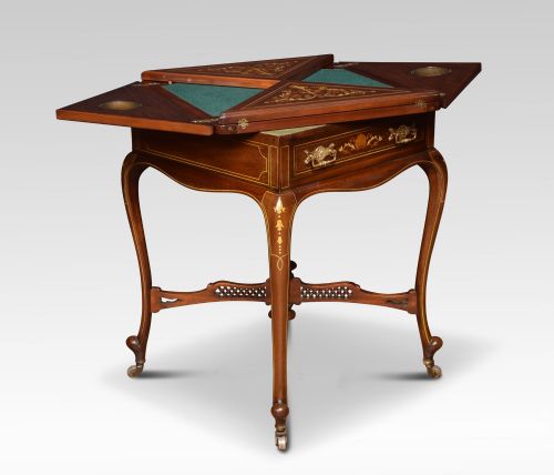 19th Century Mahogany Inlaid Envelope Card Table