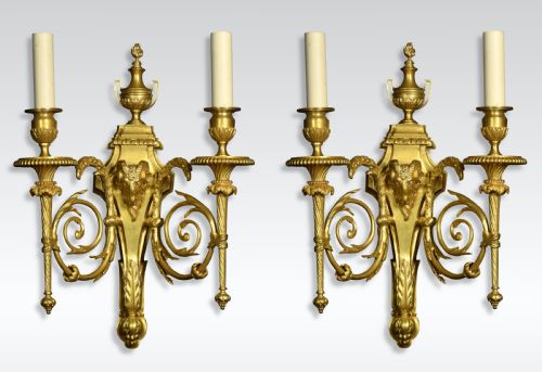 Pair of French Gilded Bronze Wall Lights