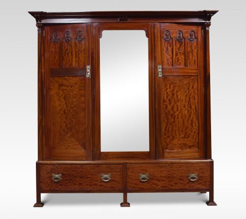 Arts and Crafts Mahogany Three Door Wardrobe