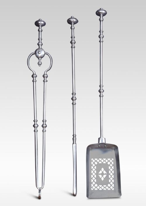 Set of Three Polished Steel Fire Tools