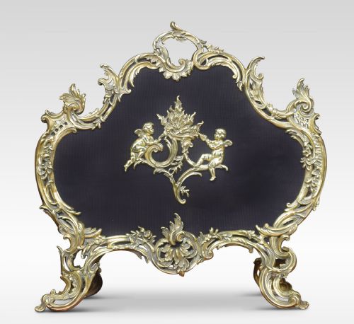 Late 19th Century Brass Rococo Fire Screen