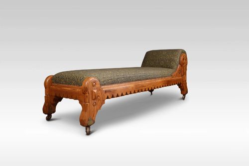 Gothic Revival Pitch Pine Chaise Longue