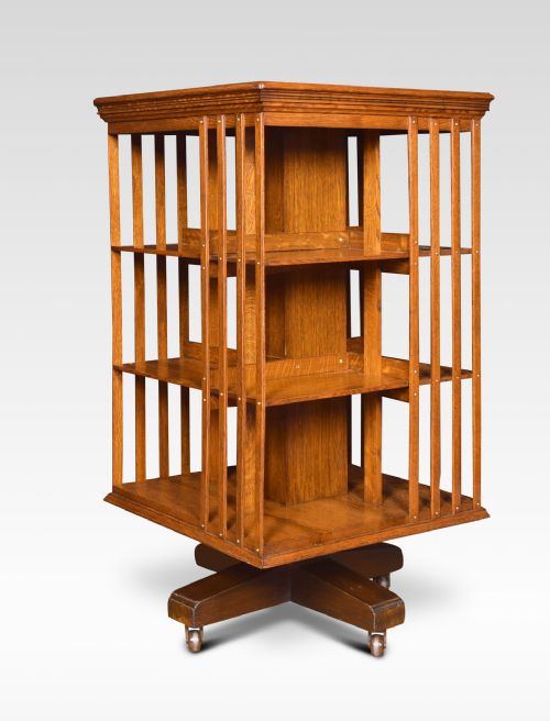 Oak Three Tier Revolving Bookcase