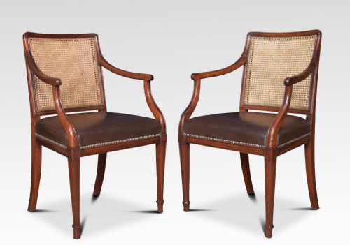 Pair Mahogany Hepplewhite Style Office Armchairs
