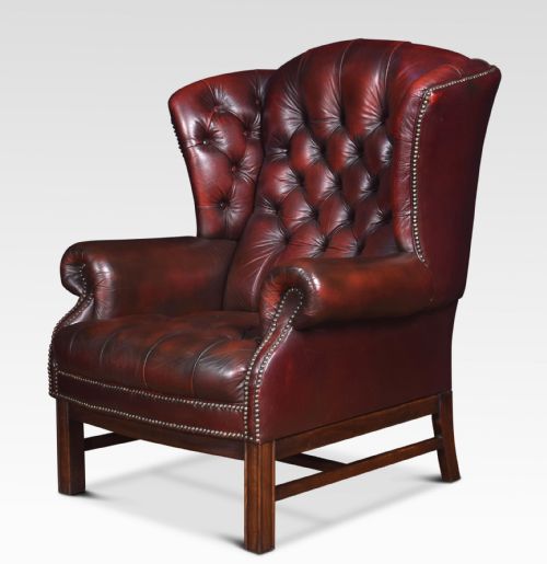Leather Upholstered Wingback Armchair