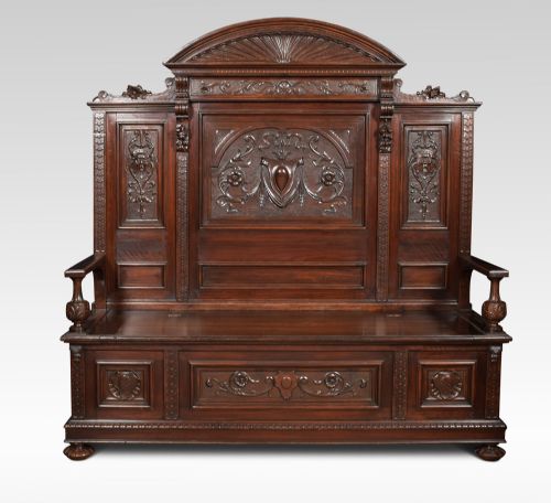 19th Century Walnut Hall Settle