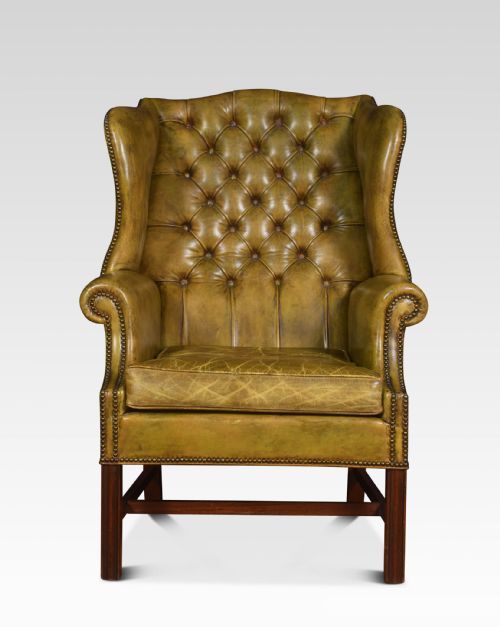 Leather Upholstered Wingback Armchair