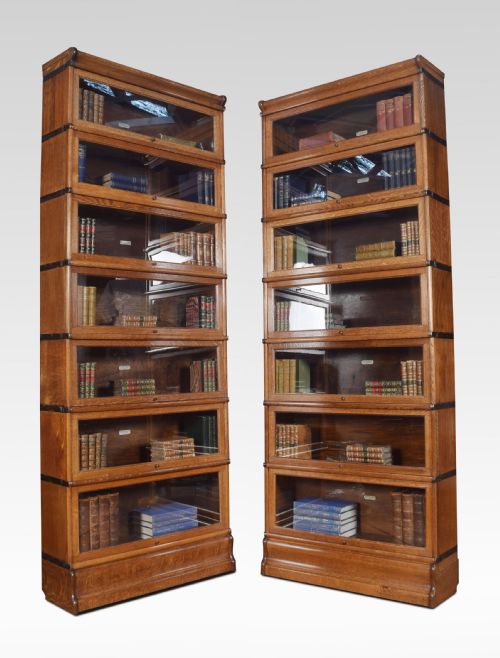 Large Pair of Oak Globe Wernicke Seven Section Bookcases