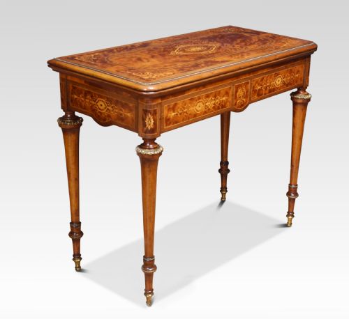 Amboyna Inlaid Card Table