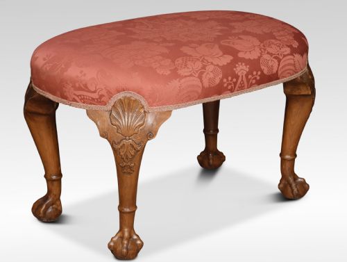 Walnut Framed Oval Stool