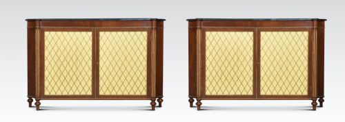 Pair of Regency Style Mahogany Two Door Cabinets