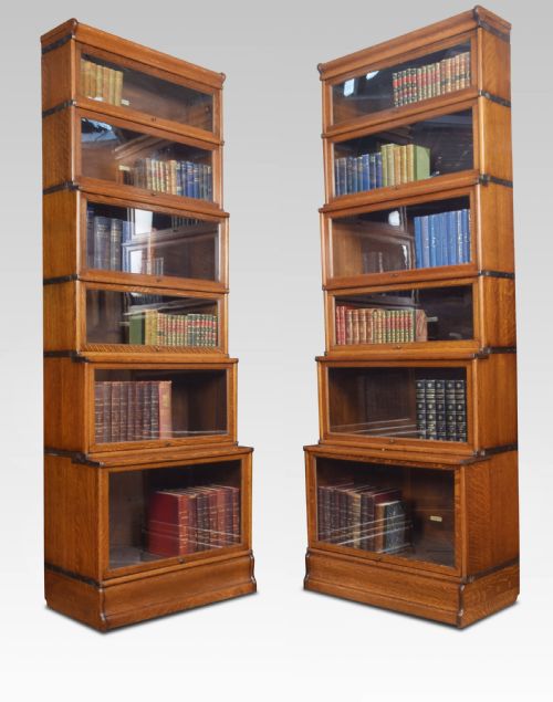 Pair Oak Globe Wernicke Six Section Bookcases