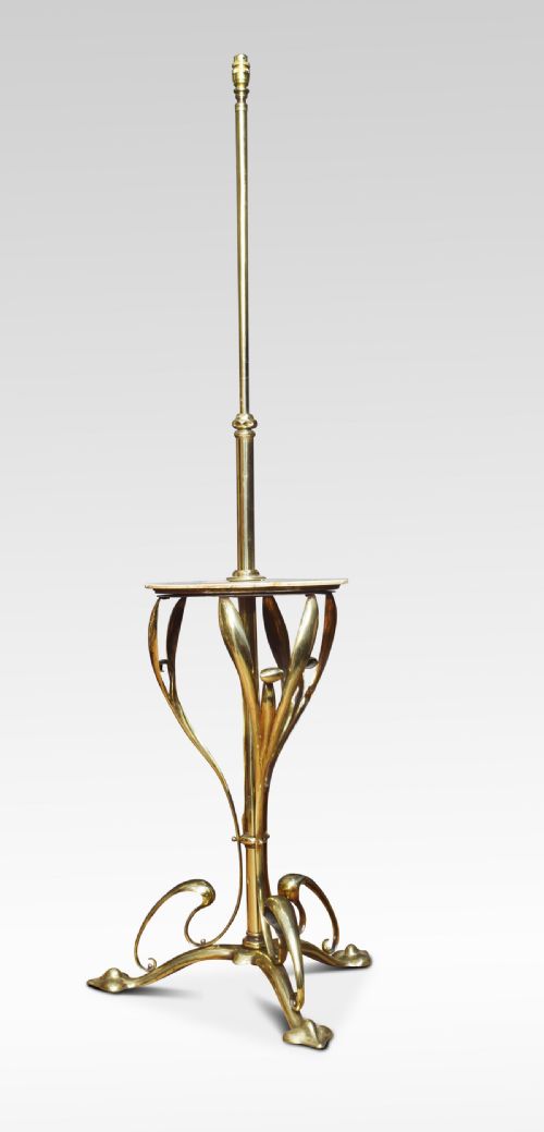 Art Nouveau Brass and Marble Standard Lamp
