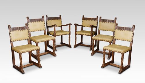 Set of Six Substantial Oak Dining Chairs