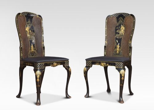 Pair of Chinoiserie High Back Chairs
