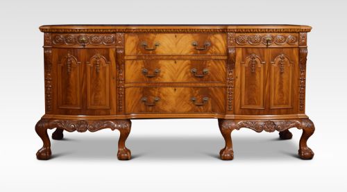 Carved Mahogany Inverted Break Front Sideboard