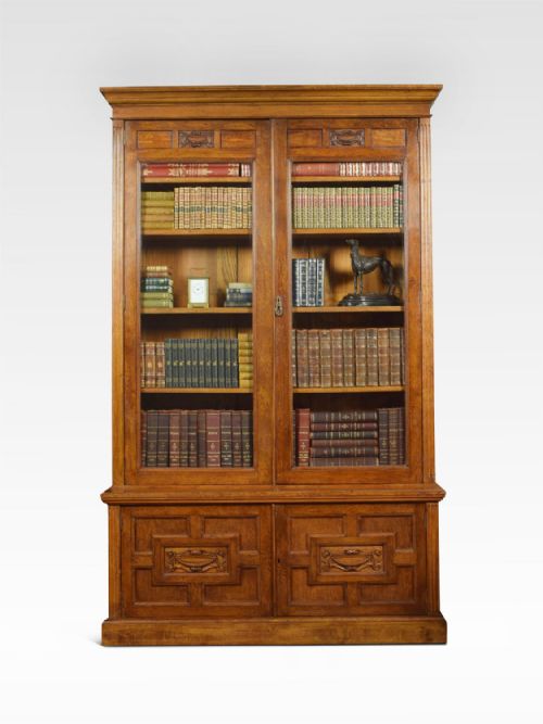 Late 19th Century Oak Two Door Bookcase