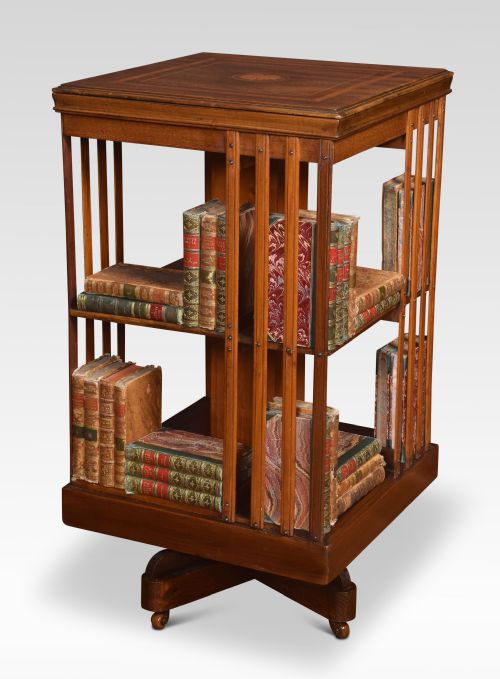 Mahogany Inlaid Revolving Bookcase