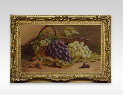 Oil on Canvas T.j. George Still Life of Grapes