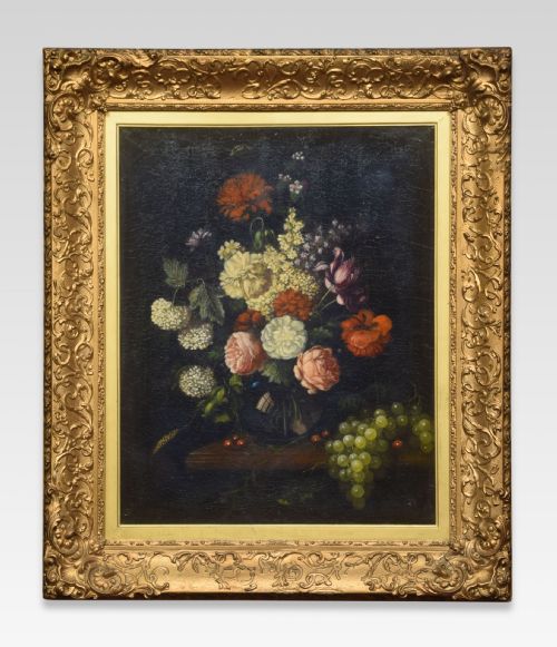 Oil on Canvas Still Life of Flowers
