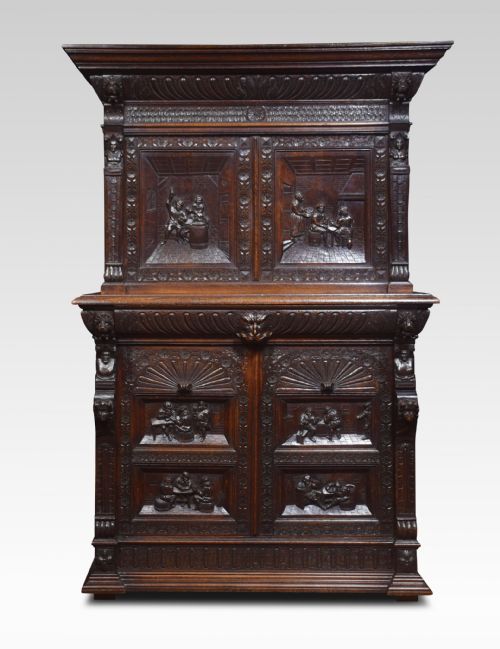 Flemish Oak Carved Hall Cupboard