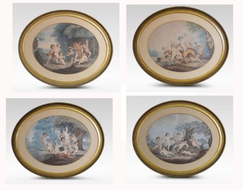 Set of Four Lithographs in the Manner of François Bouche