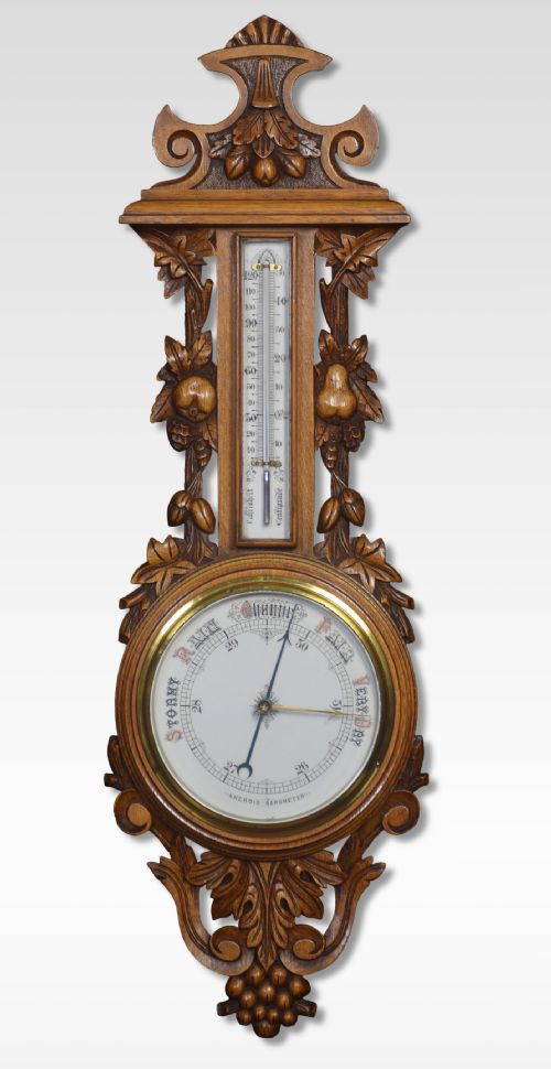 Carved Oak Barometer