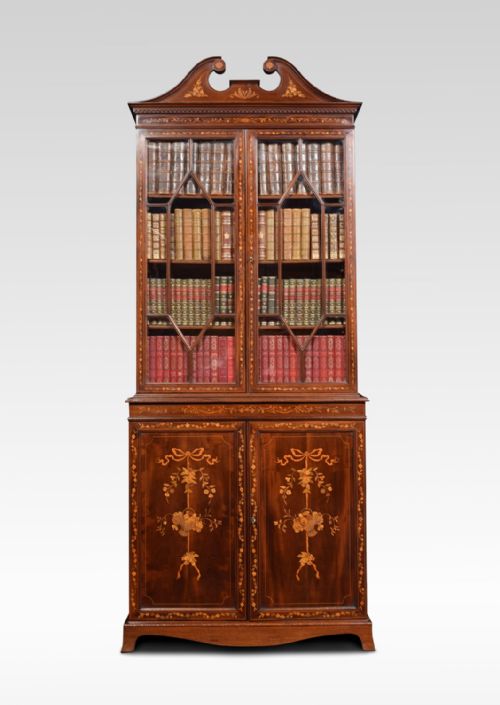 Mahogany Two Door Inlaid Bookcase