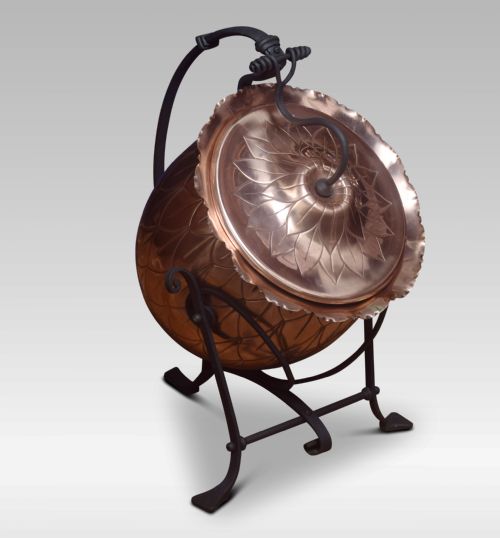 Arts and Crafts Copper and Wrought Iron Coal Bin
