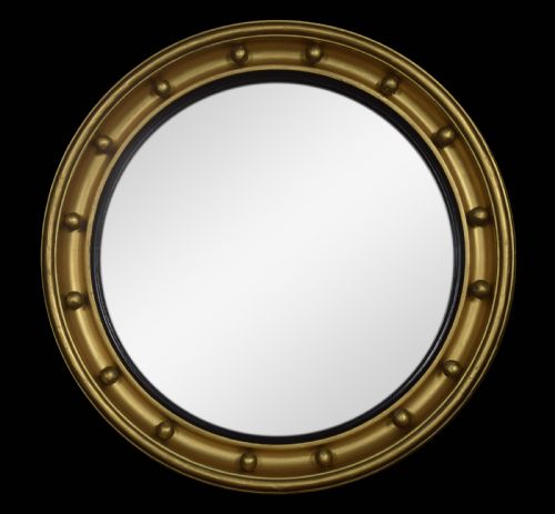 Giltwood and Gesso Circular Convex Mirror