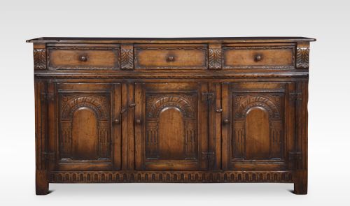 Jacobean Style Oak Three Drawer Dresser Base