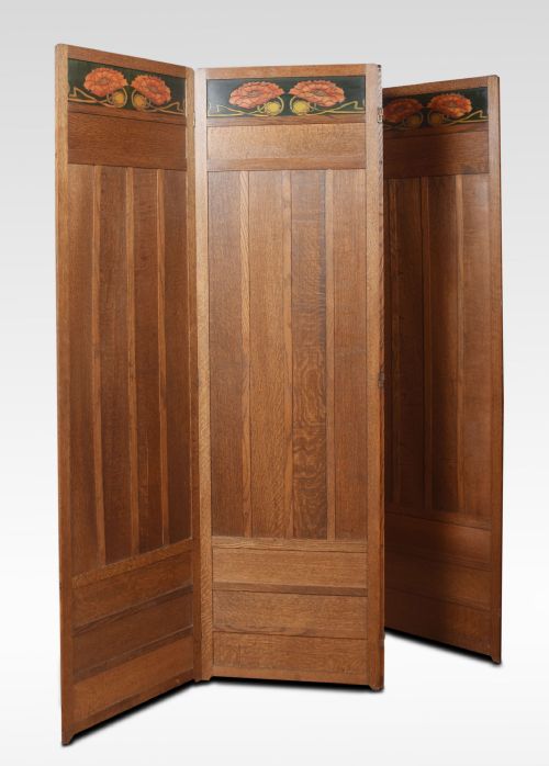 Liberty & Co Arts and Crafts Oak Four Panel Folding Dressing Screen
