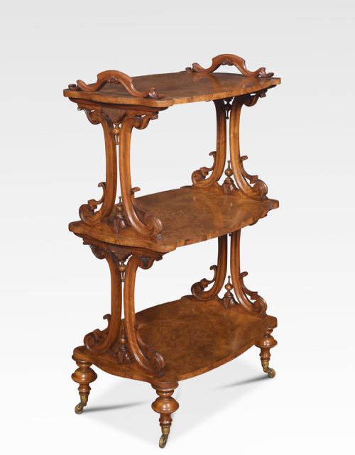Walnut Three Tier Drinks Trolley