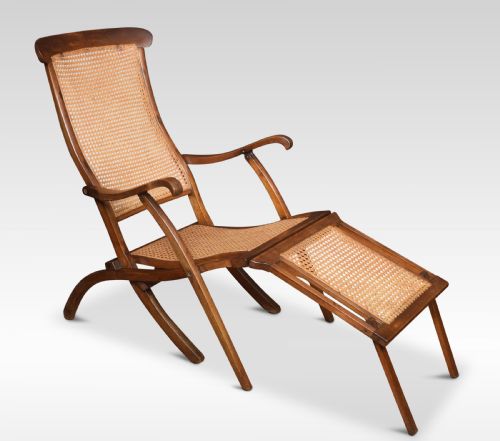 Walnut Framed Folding Steamer Deck Chair