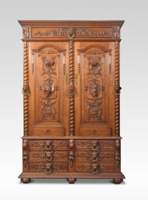 Substantial 19th Century Oak Carved Cabinet
