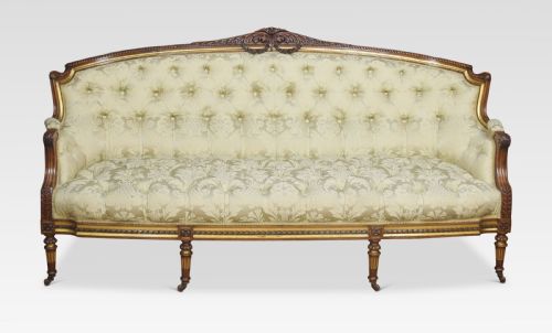 19th Century Carved Walnut and Parcel Gilt Sofa