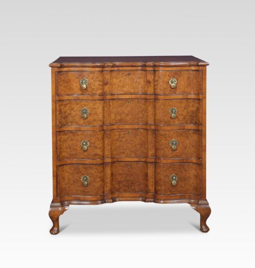 Figured Walnut Serpentine Fronted Chest of Drawers