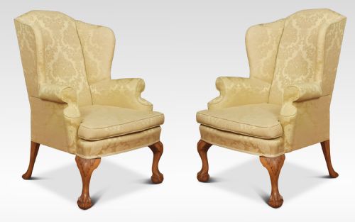 Pair of Georgian Style Wingback Armchairs