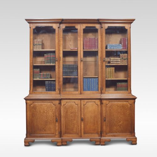 Large Oak Four Door Bookcase