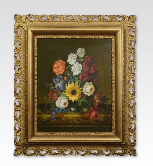 Still Life of Flowers Oil on Canvas
