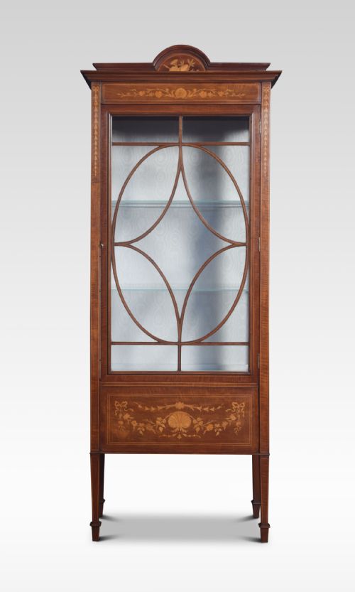 Mahogany Single Door Inlaid Display Cabinet