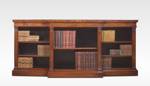 Large Mahogany Breakfront Open Bookcases