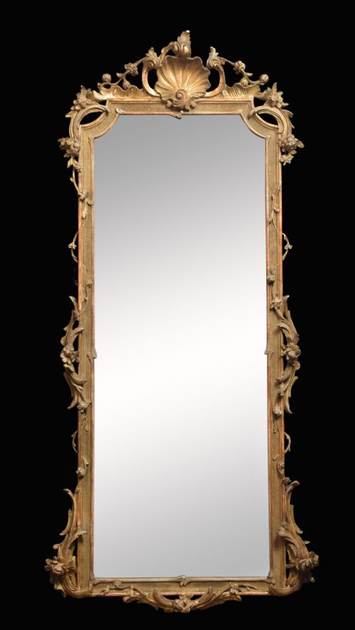 19th Louis XV Style Gilt Foliate Wall Mirror