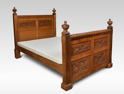 Carved Oak Double Bed