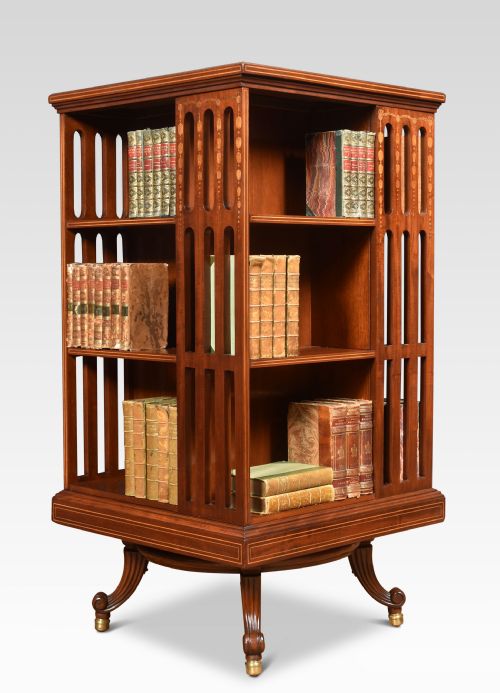 Mahogany Inlaid Revolving Bookcase